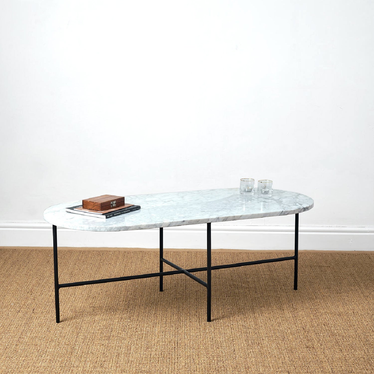 BOMO OVALE COFFEE TABLE LOULOU WHITE MARBLE