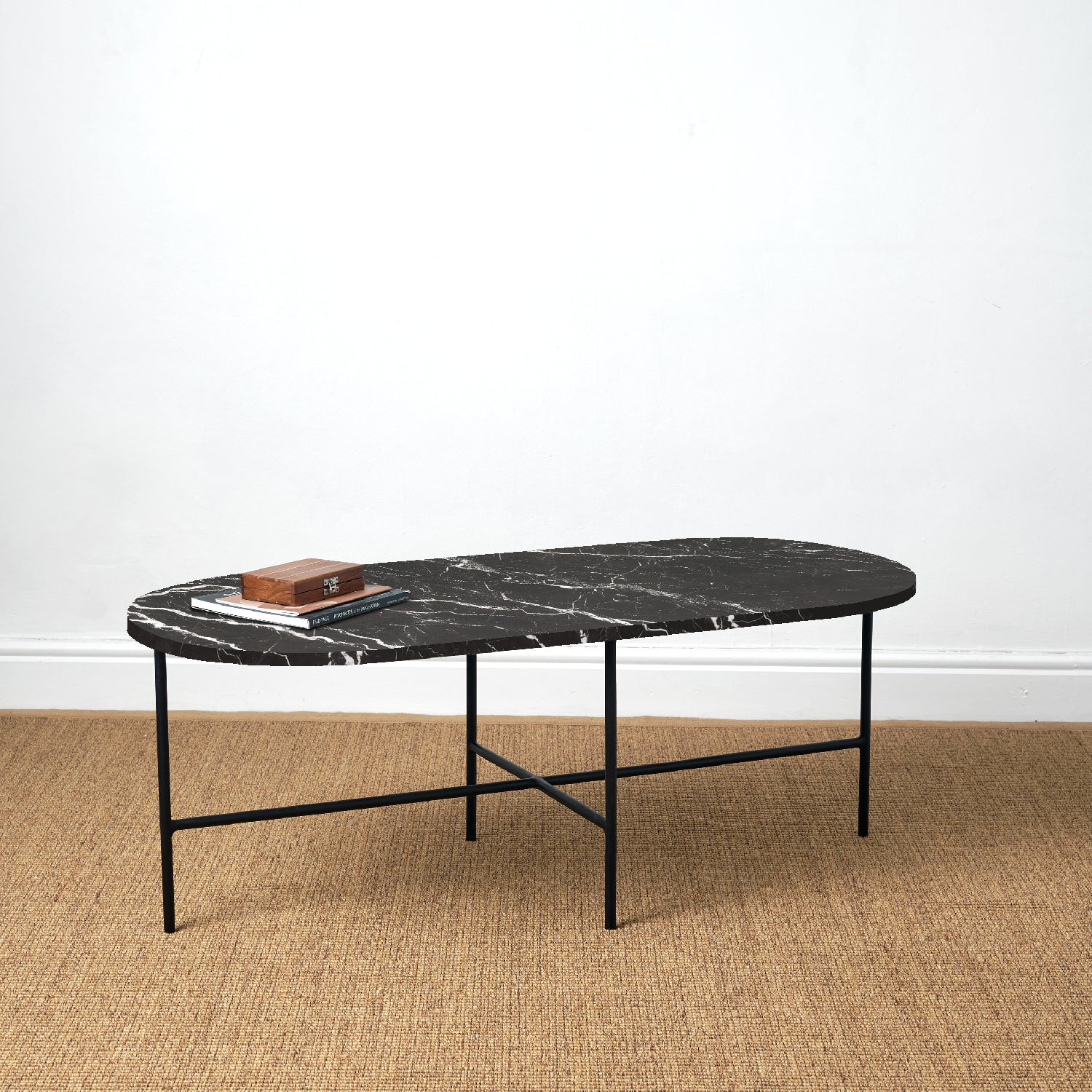 BOMO OVALE COFFEE TABLE LOULOU BLACK MARBLE