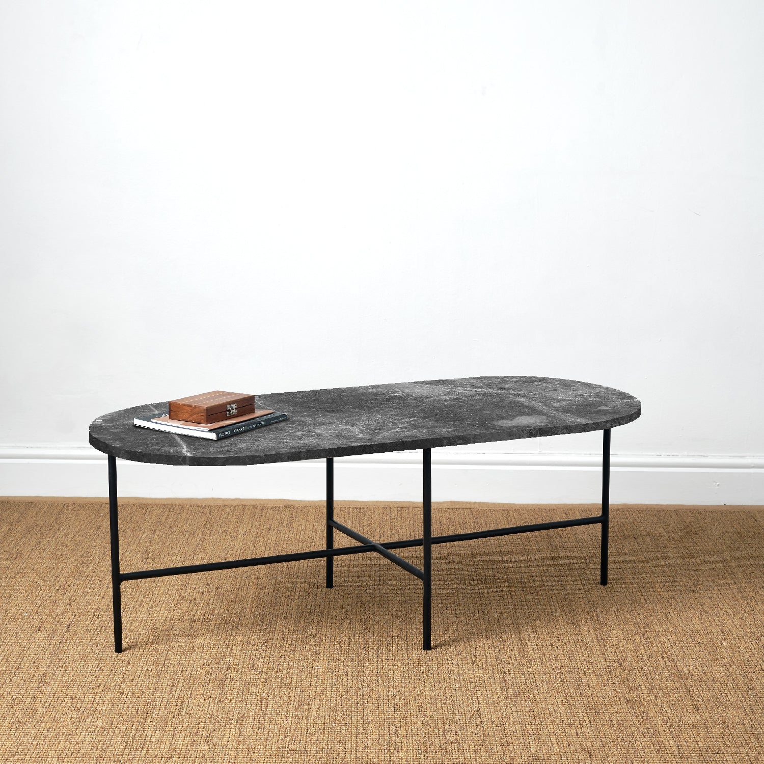 BOMO OVALE COFFEE TABLE LOULOU GREY MARBLE